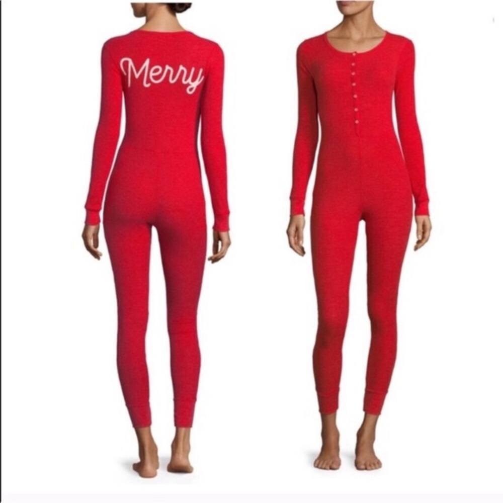 Wildfox Red Merry Long John Pajamas